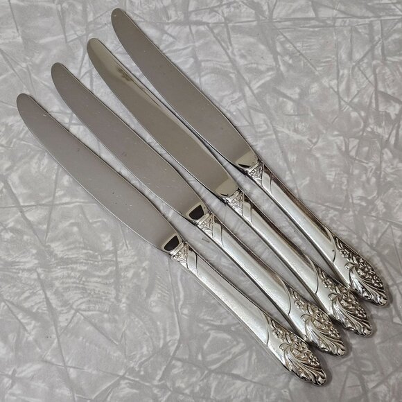 Oneida Silverplate Evening Star Dinner Knives 9" set-4 vintage 1950s - Picture 6 of 10